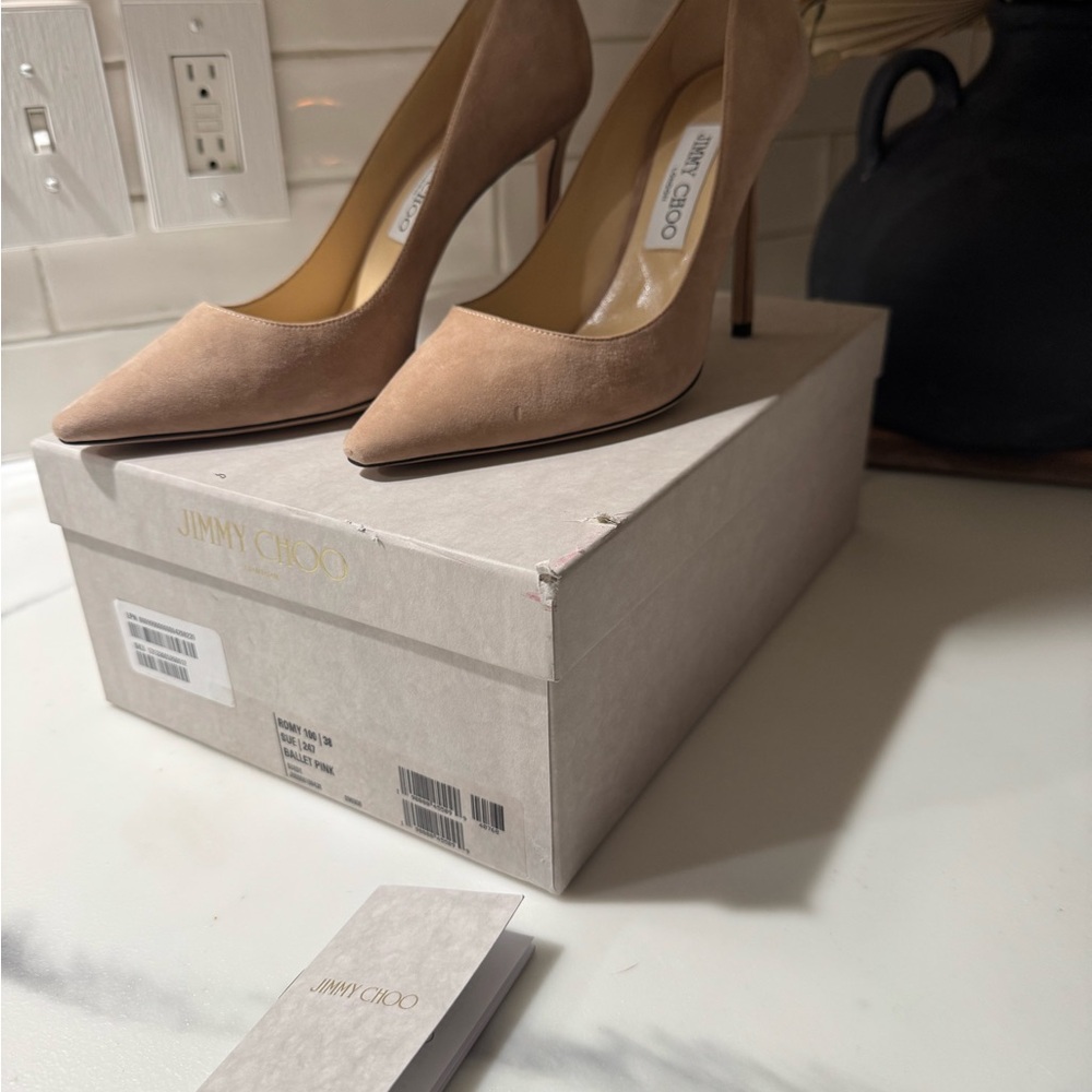 Jimmy Choo Beige Suede Women's Heels Romy 100 size 38